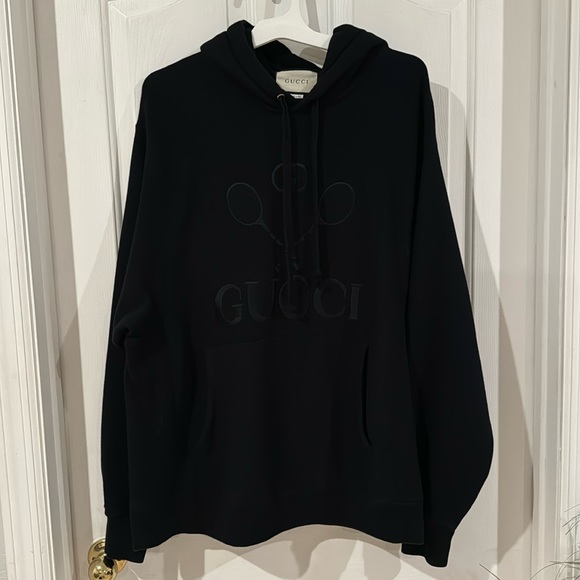 Men’s Gucci sweater/hoodie black tennis Large *authentic* - Picture 3 of 7